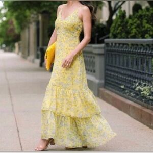 Banana Republic Yellow floral maxi dress size 12